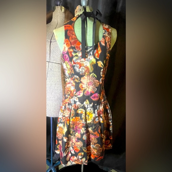 ๐ค Leifsdottir ๐ค Anthropologie Metallic Brocade Sleeveless Adeleta Dress XS 2 - Picture 8 of 13